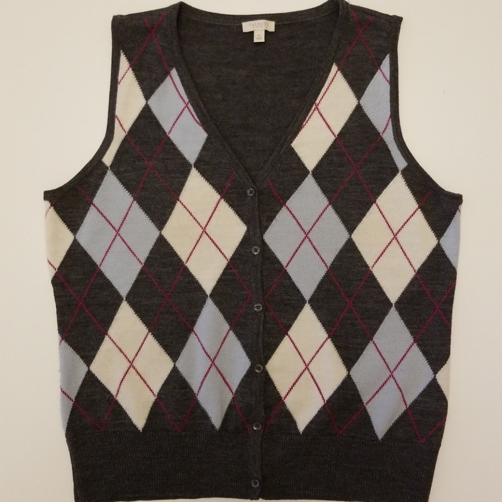 TALBOTS Argyle Sweater Vest size Medium
